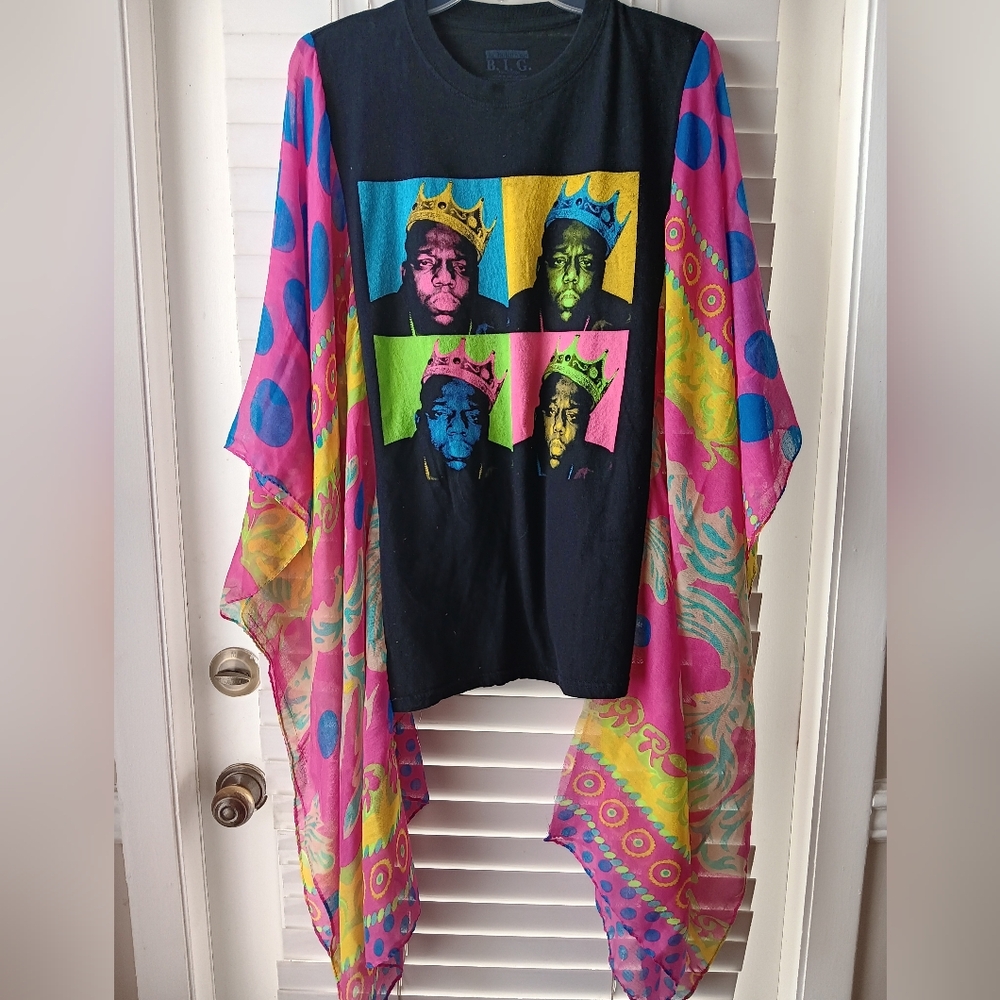 Upcycled Notorious B.I.G. Graphic Tshirt Poncho